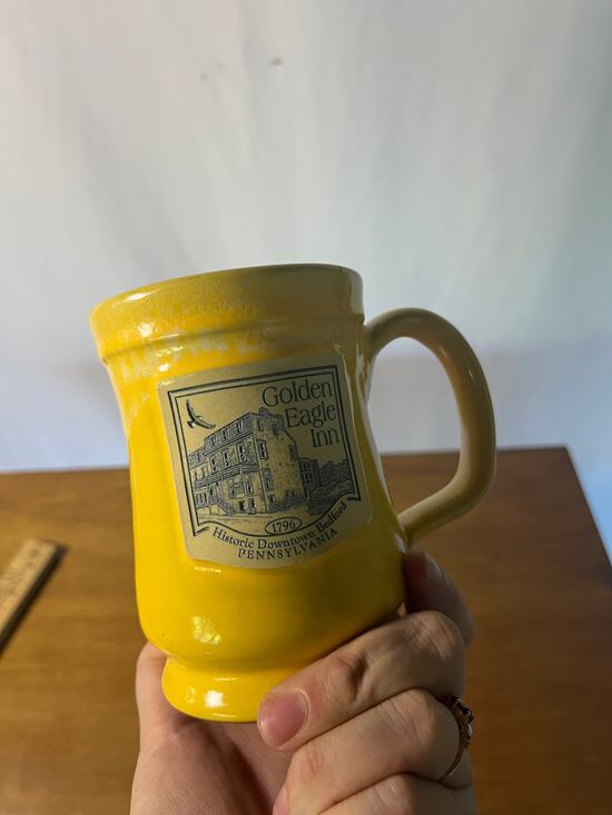 deneen Other - Deneen Pottery Golden Eagle Inn Bedford PA Yellow Handmade Stoneware Mug 2020